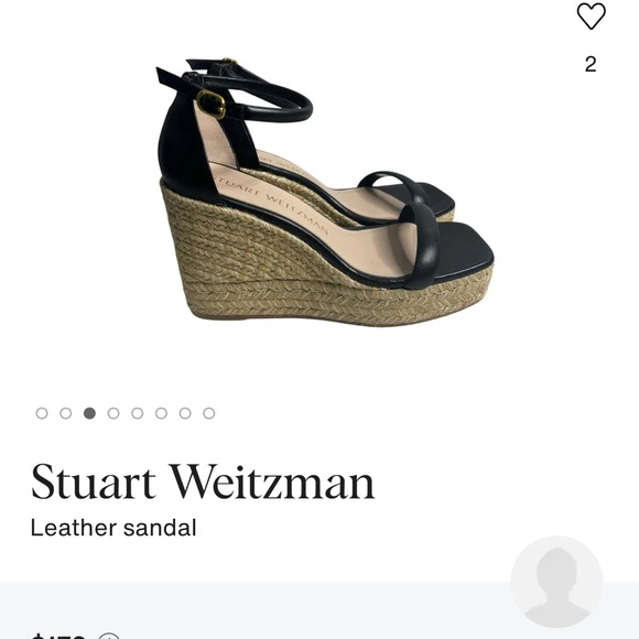 Stuart Weitzman Black Leather Espadrille Wedges - Picture 5 of 9